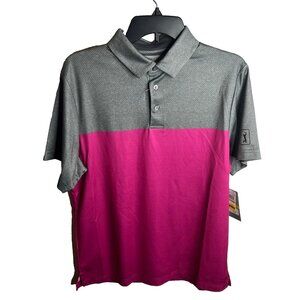 Pga Tour Men's Airflux Colorblock Short-Sleeve Golf Polo Shirt Iron Gate Size S